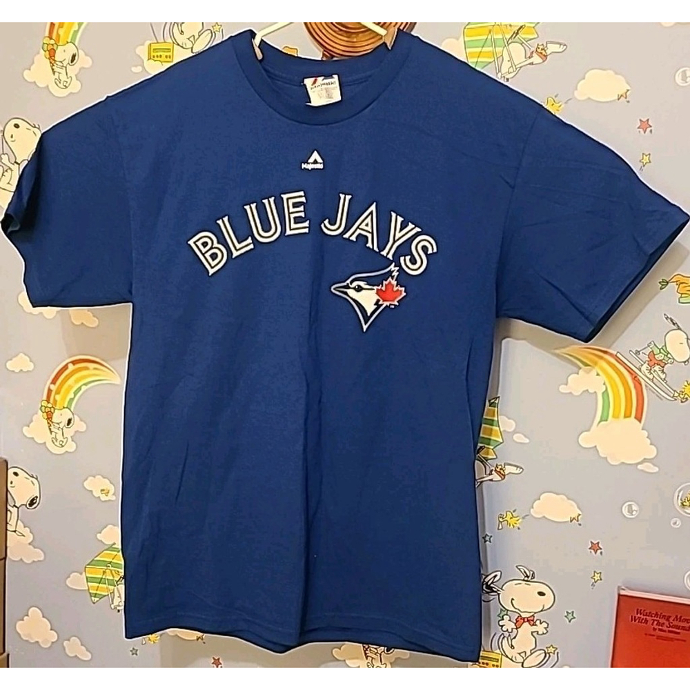 Jose Bautista #19 MLB Blue Jays Majestic Shirt Adult Size Large USA Fabric